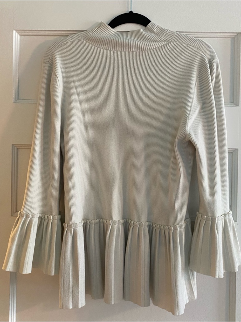 Ted Baker London Ivory Ribbed Peplum Sweater Top